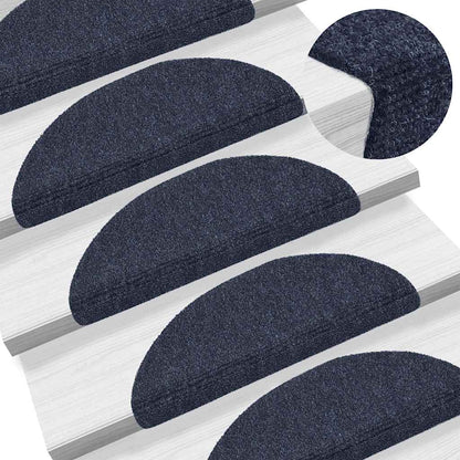 Tappetini per scale autoadesivi 15 pz 56x17x3 cm blu semicircolari - homemem39