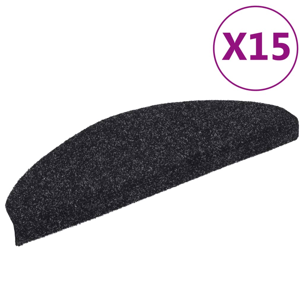 Tappetini per scale autoadesivi 15 pz 65x21x4 cm neri semicircolari grandi - homemem39