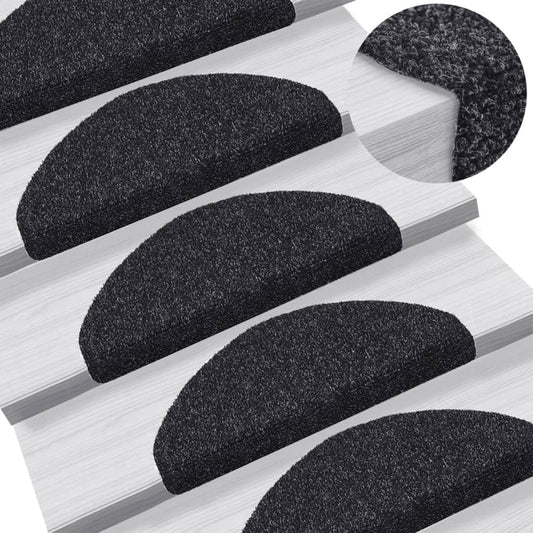 Tappetini per scale autoadesivi 15 pz 65x21x4 cm neri semicircolari grandi - homemem39