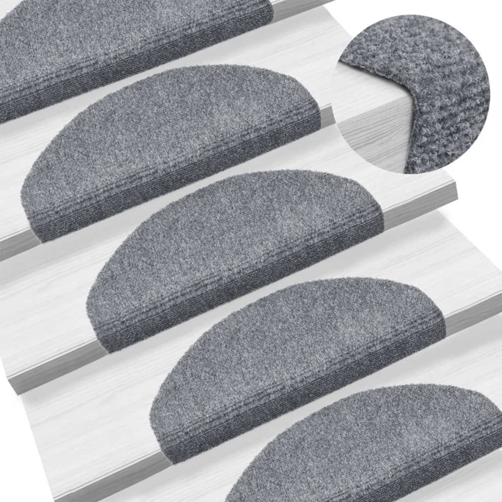 Tappetini per scale autoadesivi 15 pz 65x21x4 cm Grigio chiaro Semicircolari Grandi - homemem39