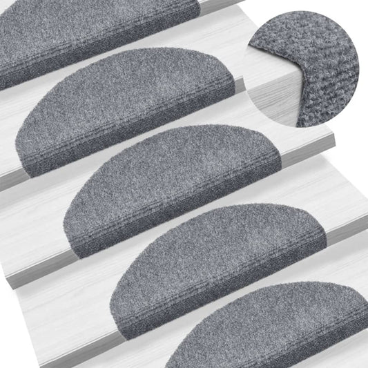 Tappetini per scale autoadesivi 15 pz 65x21x4 cm Grigio chiaro Semicircolari Grandi - homemem39