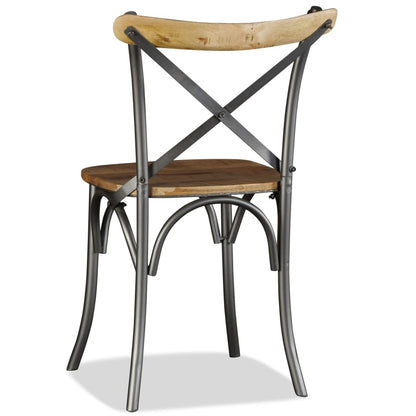 Sedie da Pranzo 4 pz Legno Massello di Mango Schienale Acciaio | homemem39