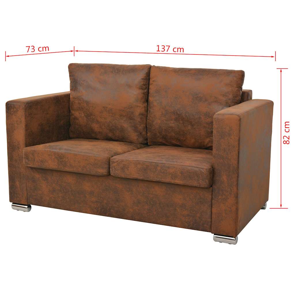 Set Divani 2 pz in Pelle Scamosciata Artificiale | homemem39