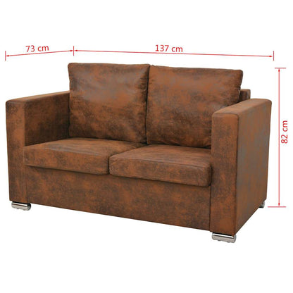 Set Divani 2 pz in Pelle Scamosciata Artificiale | homemem39