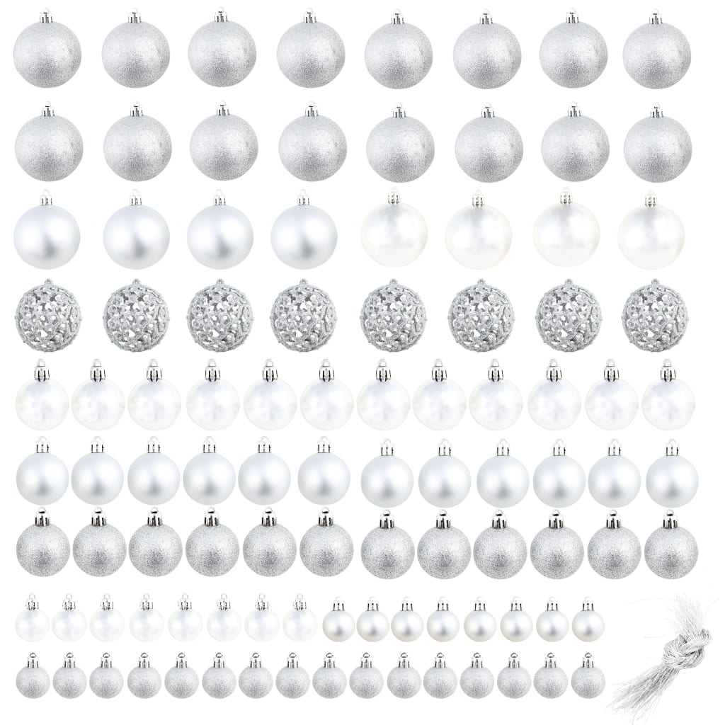 Set Palline di Natale 100 pz 3/4/6 cm Argento | homemem39