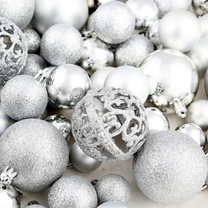 Set Palline di Natale 100 pz 3/4/6 cm Argento | homemem39