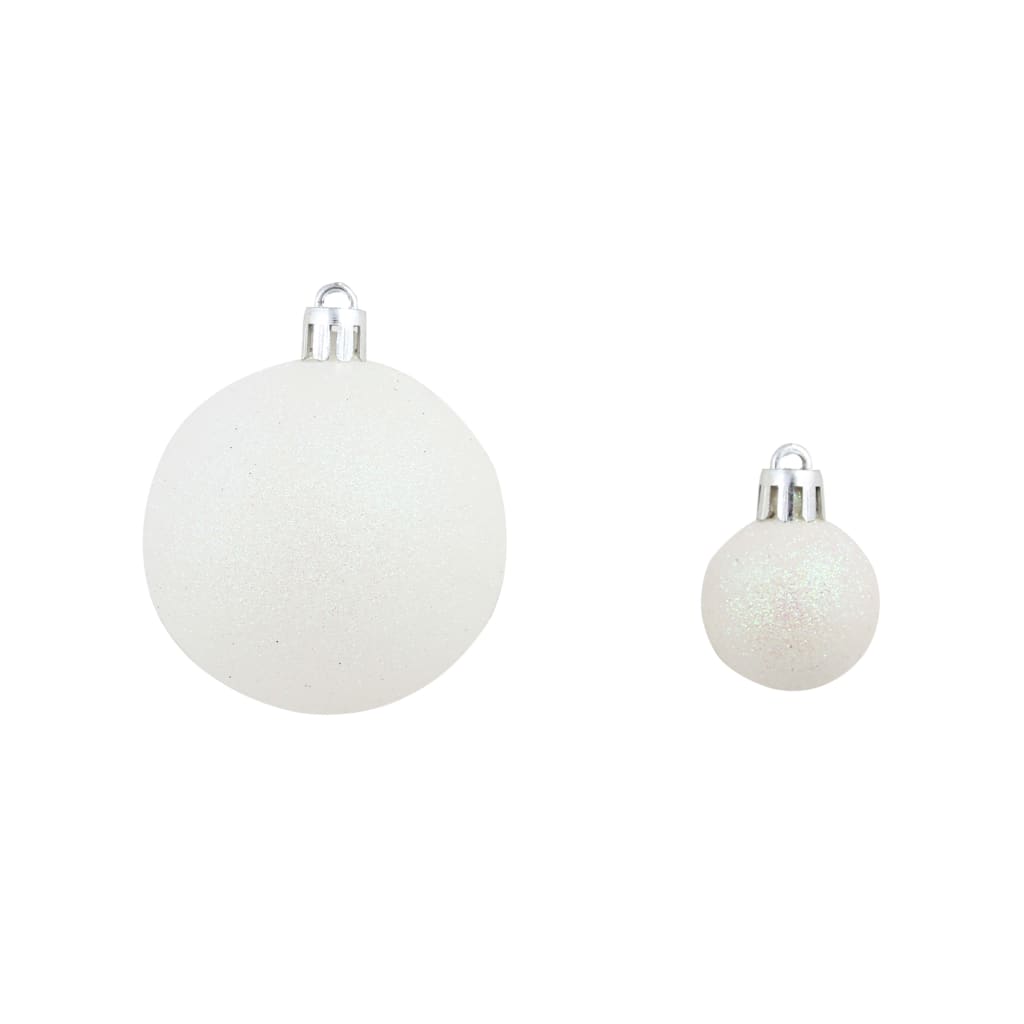 Set Palline di Natale 100 pz 3/4/6 cm Bianco/Grigio | homemem39