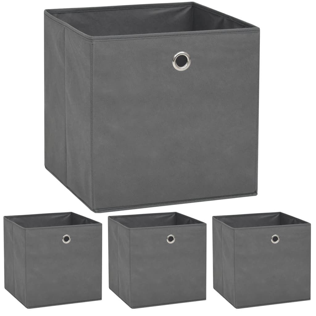 Contenitori 4 pz in Tessuto non Tessuto 32x32x32 cm Grigio - homemem39