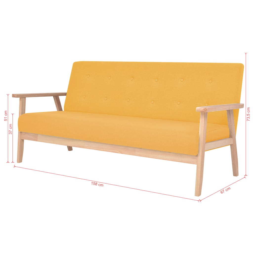 Set di Divani 2 pz in Tessuto Giallo | homemem39