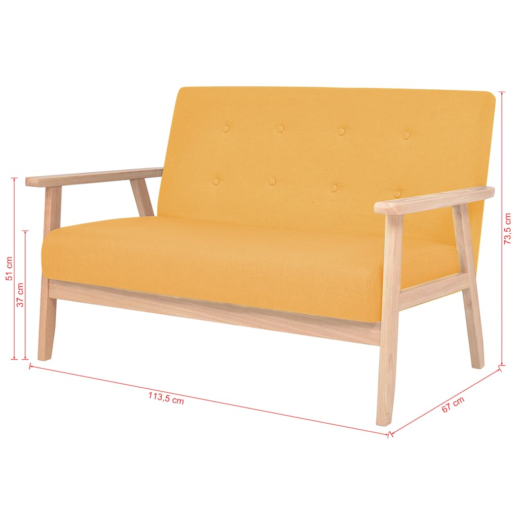 Set di Divani 2 pz in Tessuto Giallo | homemem39