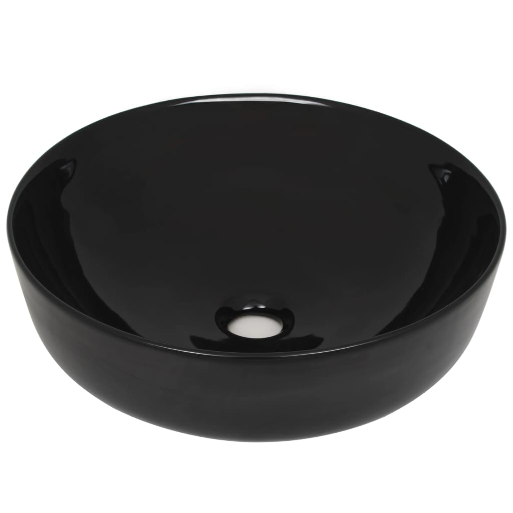 Lavandino Tondo in Ceramica Nero 41,5x13,5 cm - homemem39