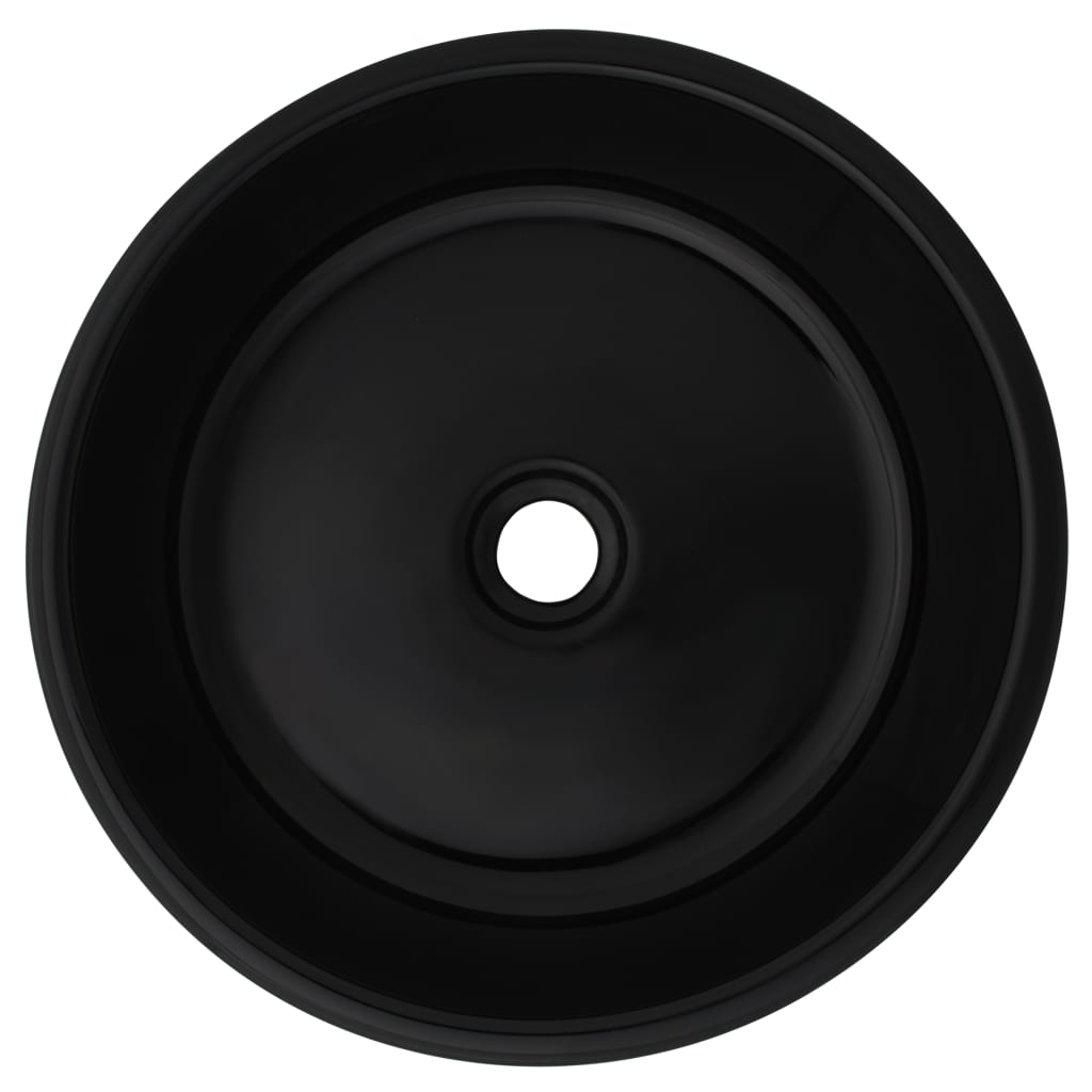 Lavandino Tondo in Ceramica Nero 42x12 cm | homemem39