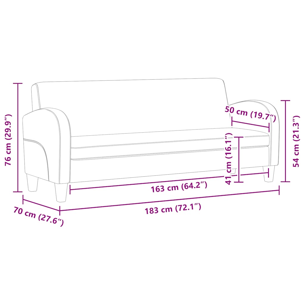 Divano a 3 Posti in Pelle Sintetica Nero - homemem39