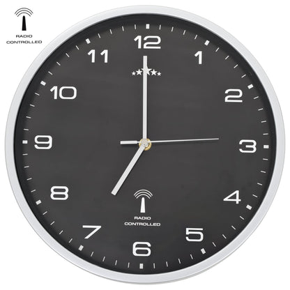 Orologio a Parete Radiocontrollato Movimento Quarzo 31 cm Nero - homemem39