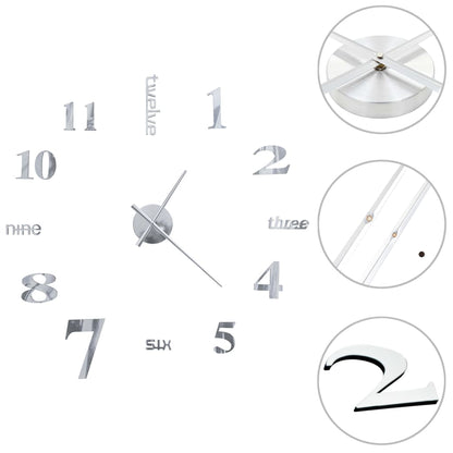 Orologio da Parete 3D in Stile Moderno 100cm XXL Argento - homemem39
