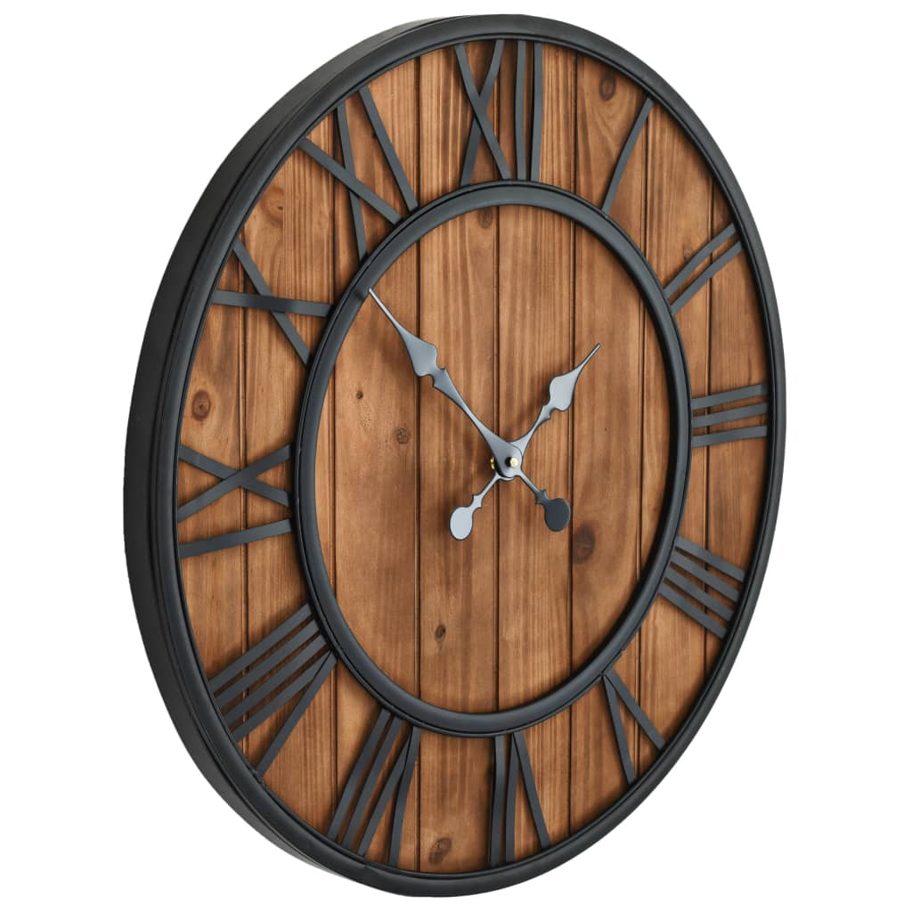 Orologio da Parete Vintage al Quarzo Legno e Metallo 60 cm XXL | homemem39