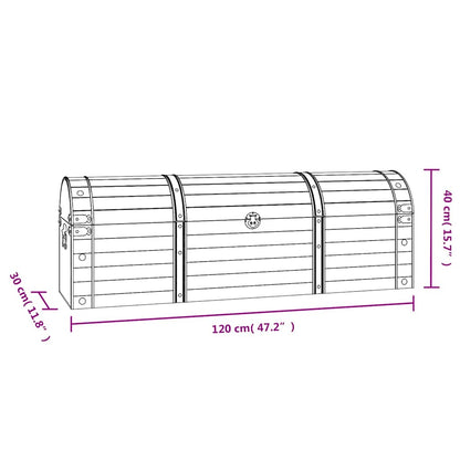 Baule in Legno Massello Stile Vintage 120x30x40 cm - homemem39