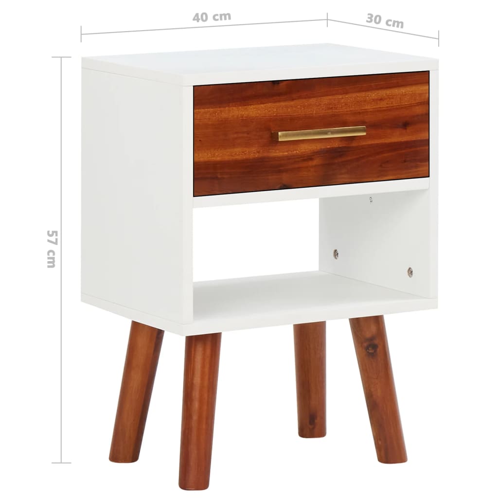 Comodini in Legno Massello di Acacia 2 pz 40x30x57 cm | homemem39