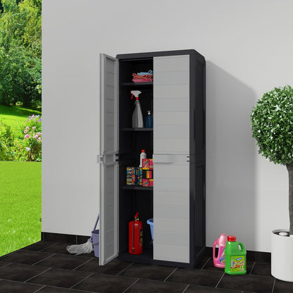 Armadietto da Giardino a 3 Ripiani Nero e Grigio | homemem39
