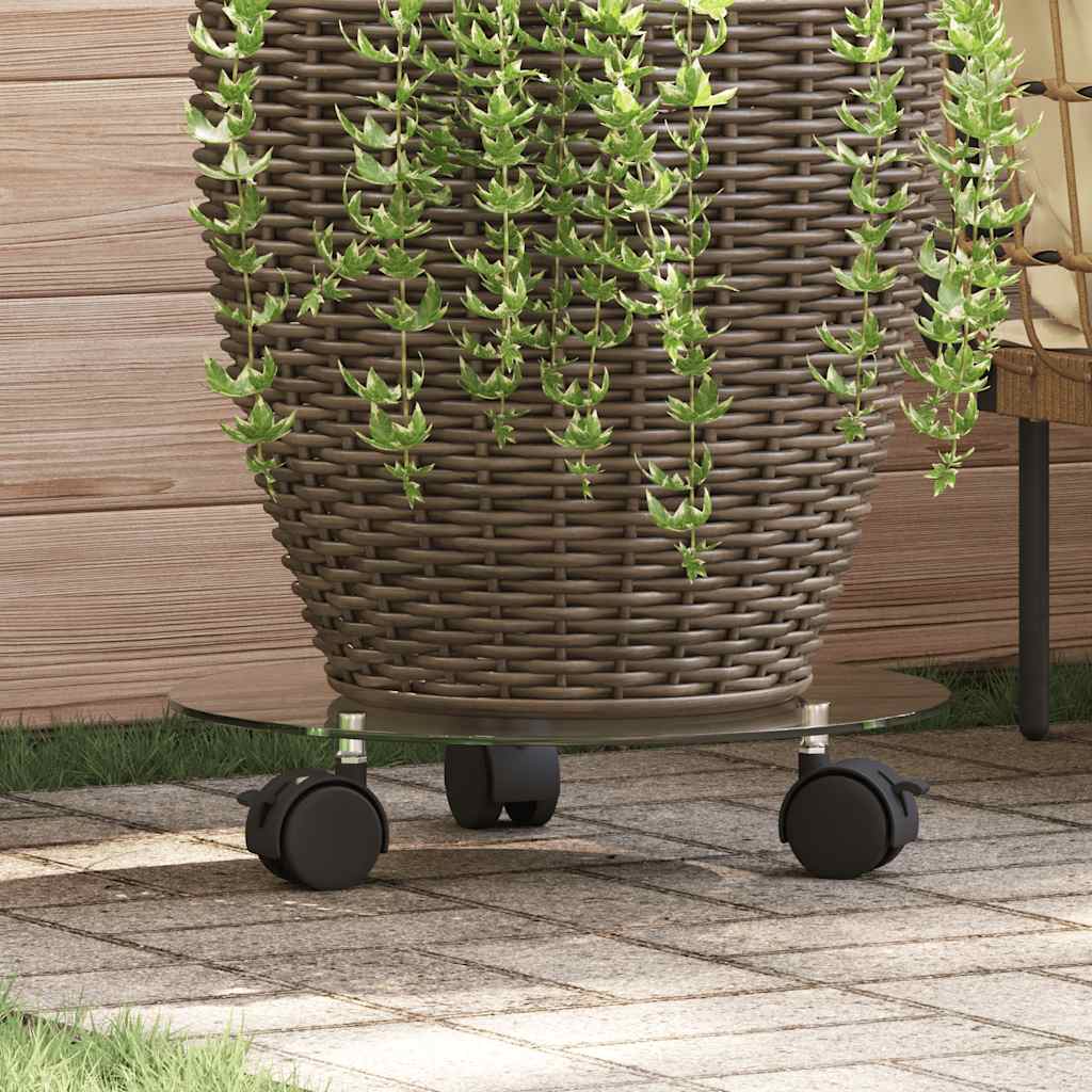 Pedane con Ruote per Piante 2pz in Vetro Temperato Rotondo 28cm | homemem39