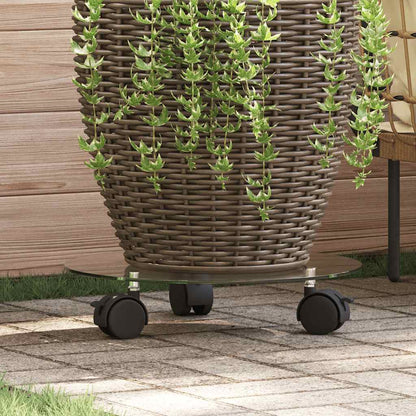 Pedane con Ruote per Piante 2pz in Vetro Temperato Rotondo 28cm | homemem39