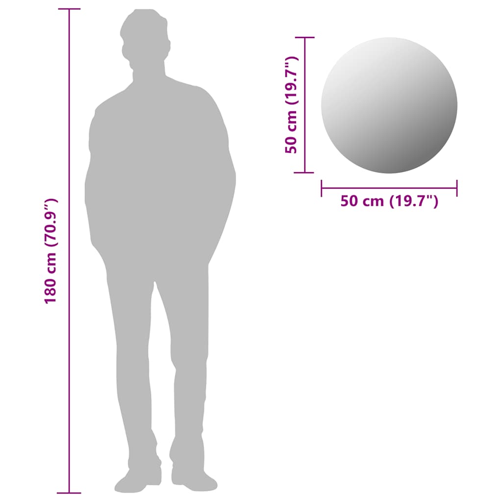 Specchio da Parete 50 cm in Vetro Circolare | homemem39