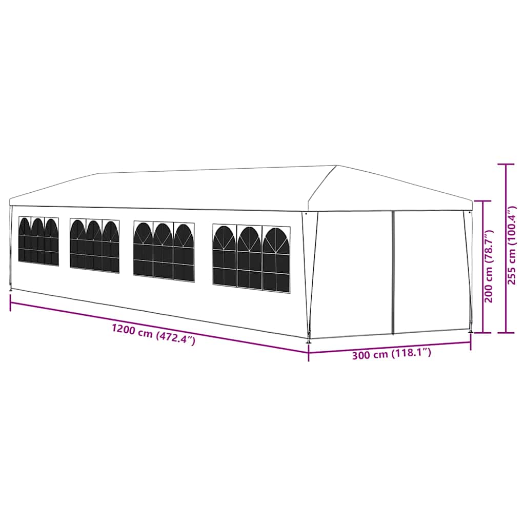 Gazebo da Giardino 3x12 m Bianco | homemem39