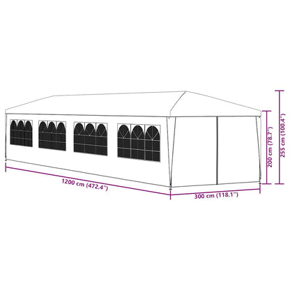 Gazebo da Giardino 3x12 m Bianco | homemem39