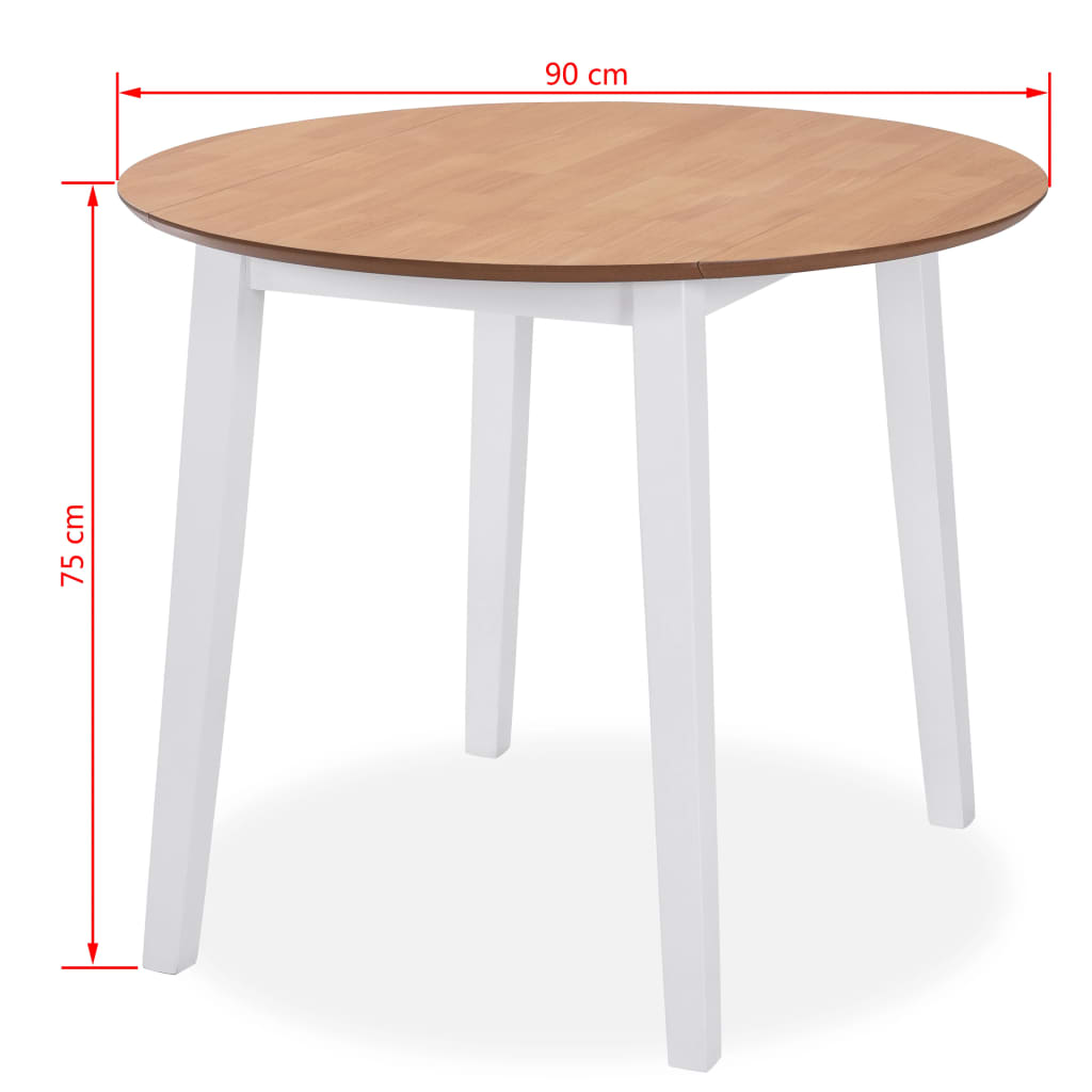 Set da Pranzo 5 pz in MDF e Legno di Hevea Bianco