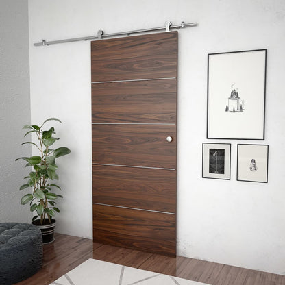 Kit Binari Porta Scorrevole 183 cm Acciaio Inossidabile Argento - homemem39