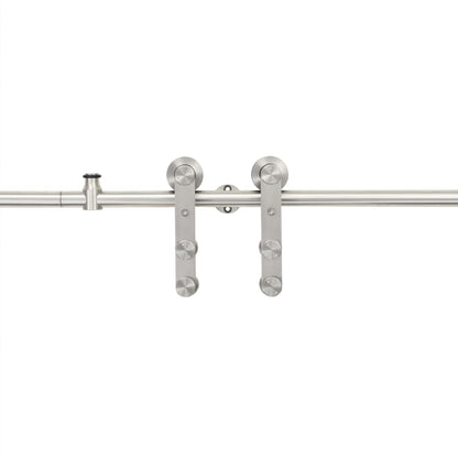 Kit Binari Porta Scorrevole 183cm Acciaio Inossidabile Argento - homemem39