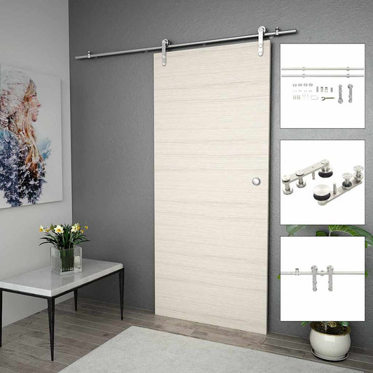 Kit Binari Porta Scorrevole 183cm Acciaio Inossidabile Argento - homemem39