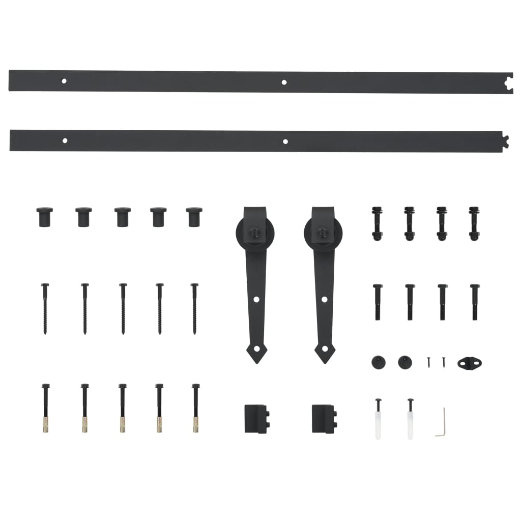 Kit di Binari per Porte Scorrevoli 183 cm Acciaio Nero - homemem39