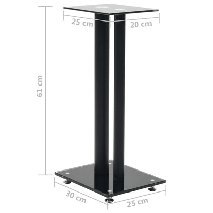 Supporti per Altoparlanti 2 pz Vetro Temperato a Colonna Nero - homemem39