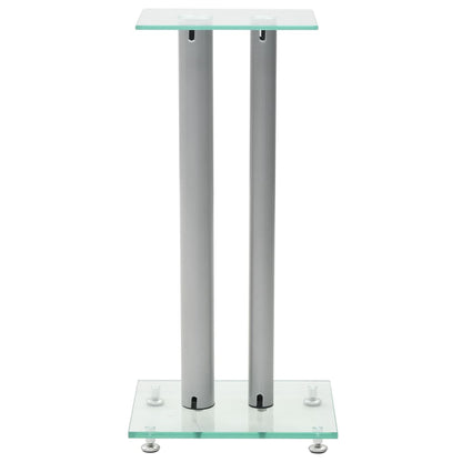 Supporti per Altoparlanti 2pz Vetro Temperato a Colonne Argento - homemem39