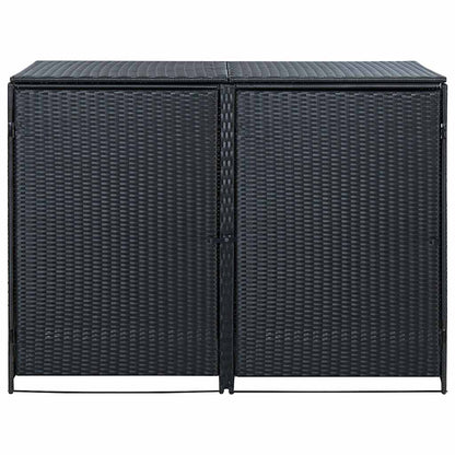 Copribidone Doppio per Spazzatura Polyrattan Nero 148x80x111 cm - homemem39