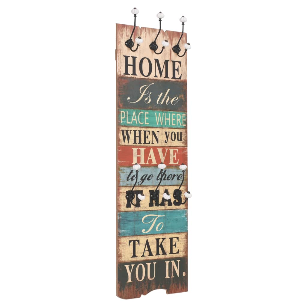 Appendiabiti da Parete con 6 Ganci HOME IS 120x40 cm - homemem39