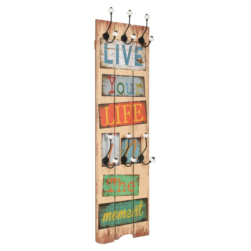 Appendiabiti da Parete con 6 Ganci LIVE LIFE 120x40 cm - homemem39