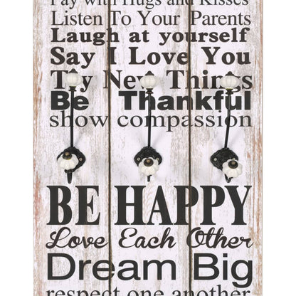 Appendiabiti da Parete con 6 Ganci FAMILY RULES 120x40 cm - homemem39