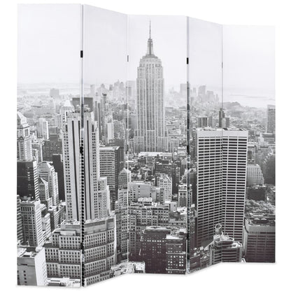Paravento Pieghevole 200x170 cm Stampa New York Bianco e Nero - homemem39
