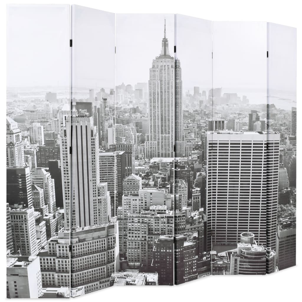 Paravento Pieghevole 228x170 cm Stampa New York Bianco e Nero - homemem39