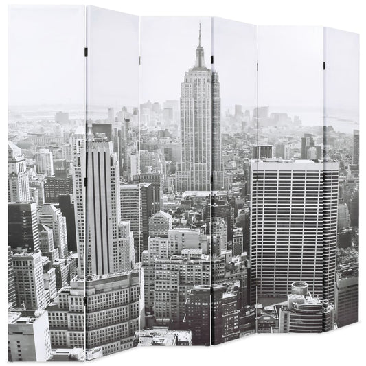 Paravento Pieghevole 228x170 cm Stampa New York Bianco e Nero - homemem39