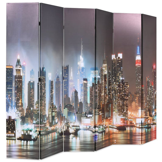 Paravento Pieghevole 228x170 cm Stampa New York di Notte - homemem39