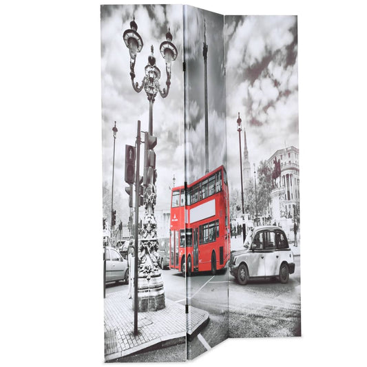 Paravento Pieghevole 120x170 cm Stampa Bus Londra Bianco e Nero - homemem39