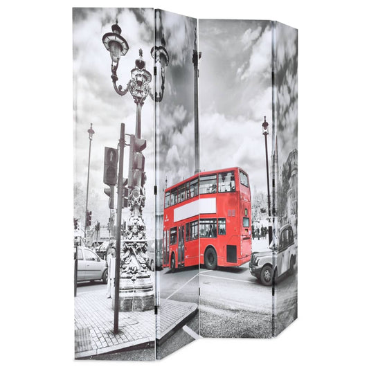 Paravento Pieghevole 160x170 cm Stampa Bus Londra Bianco e Nero - homemem39