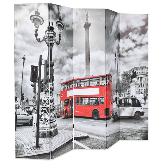 Paravento Pieghevole 200x170 cm Stampa Bus Londra Bianco e Nero - homemem39