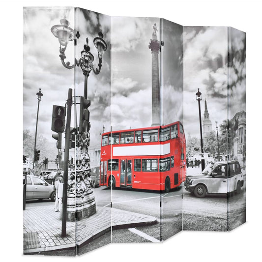Paravento Pieghevole 228x170 cm Stampa Bus Londra Bianco e Nero - homemem39