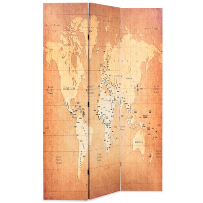 Paravento Pieghevole 120x170 cm Stampa Mappa del Mondo Giallo - homemem39
