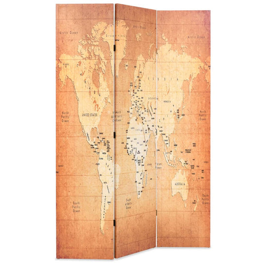 Paravento Pieghevole 120x170 cm Stampa Mappa del Mondo Giallo - homemem39