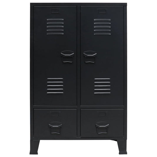 Armadio in Metallo in Stile Industriale 67x35x107 cm Nero - homemem39